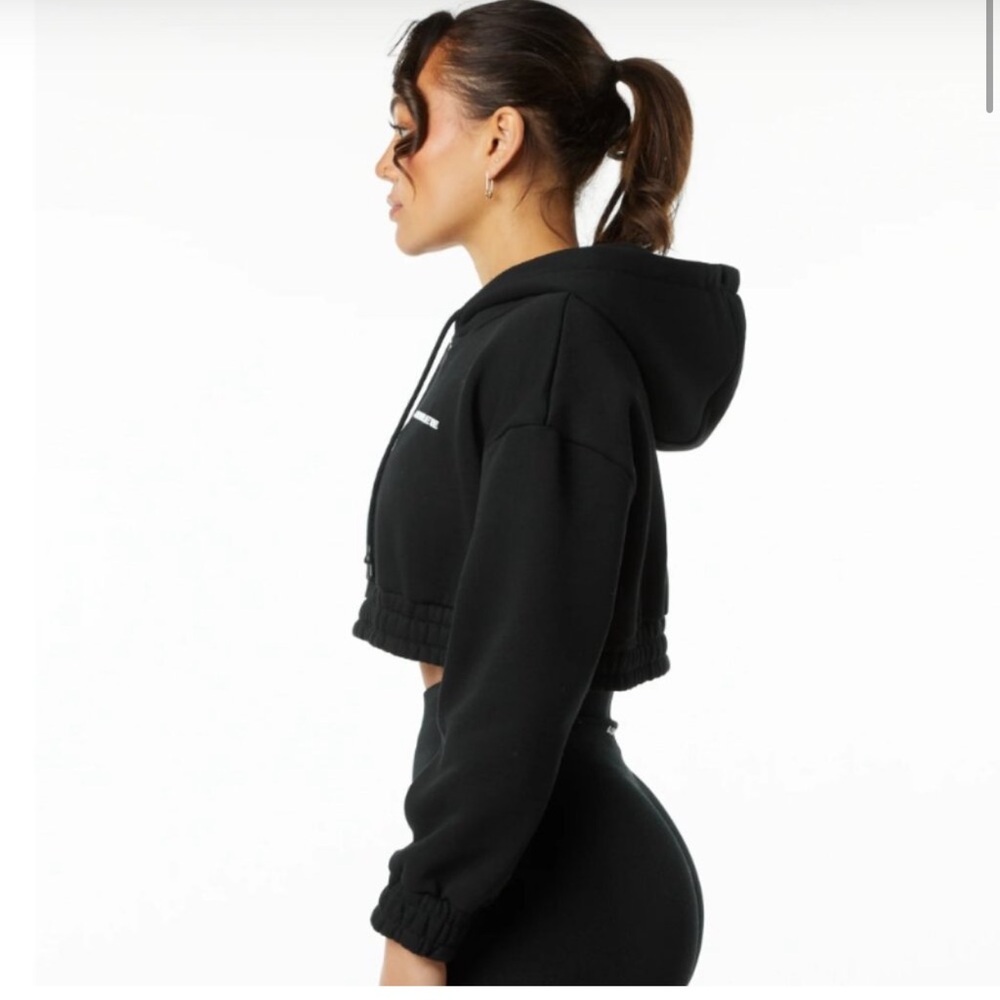 Alphalete Women's Brushed Fleece Half-Zip Crop Hoodie size S - Picture 3 of 9
